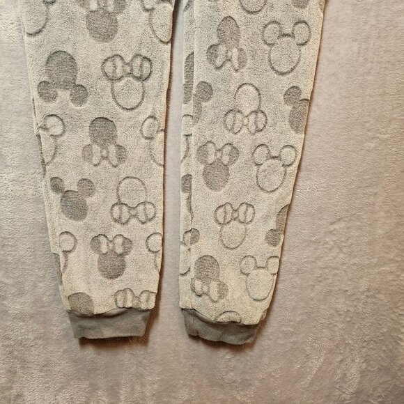 Disney Mickey Mouse Hooded Womens Large One piece Pajamas Hood Ears Pom-Poms Zip - Picture 9 of 13